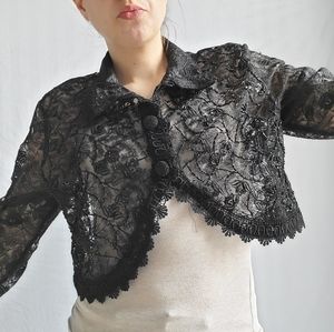 Vintage Lace Shrug Black Small Formal Beaded Faith